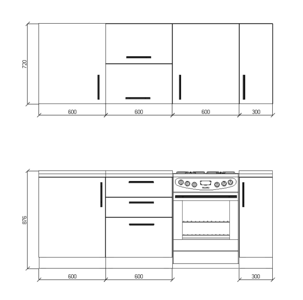 Кухонный гарнитур Mebex Калифорния (210x60x220)
